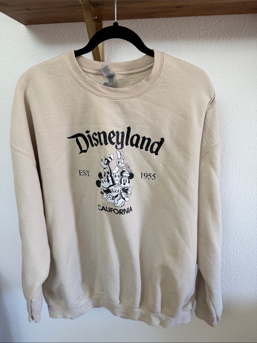 GIldan Disney California Graphic Sweatshirt Sand with Black Print XXL